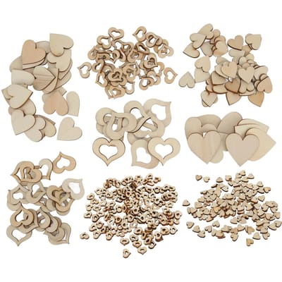 400 Stuks Houten Hartjes Schijfjes Versieringen Ornamenten Houten Chips voor Bruiloftsdecoratie DIY Knutselen beige