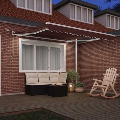 vidaXL - Luifel - automatisch - uittrekbaar - met - LED - 300x250 - cm - bruin