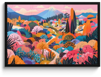 Poster in lijst - Fotolijst 90x60 cm - Posters - Witte bergtop - Modern - Kleurrijk - Posterlijst zwart - Decoratie - Wanddecoratie woonkamer - Muurdecoratie slaapkamer