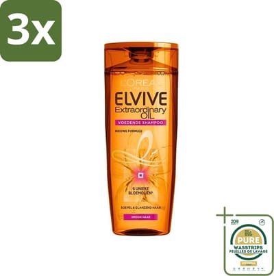 3 x L'Oréal Paris Elvive - Shampoo - Extraordinary Oil - Voor Droog Haar - Met Marula- en Camelia-Olie - 250 ml - Grootverpakking - Shampoo Voor Droog Haar - Marula-olie - Camelia-olie - Voeding Haar - Glans Haar
