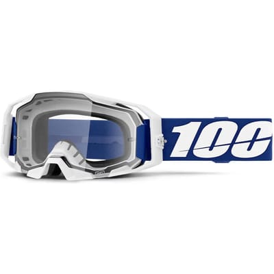 100% Armatic Motorcrossbril - Wit/Blauw - Heldere Lens
