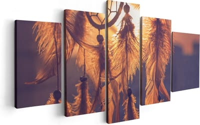 Artaza Canvas Schilderij Vijfluik Amulet van de Indianen - Symbool - Ketting - 100x50 - Foto Op Canvas - Canvas Print