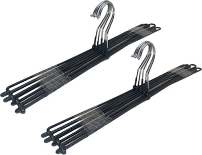 TopHangers [Set van 10] - broekspeld 34cm / klemhangers / kledinghangers / metalen broekhangers met zachte antraciet anti-slip coating