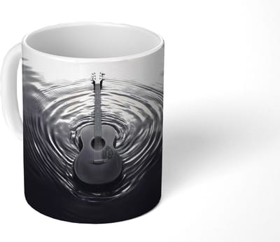 Mok - Koffiemok - Gitaar - Hout - Water - Mokken - 350 ML - Beker - Koffiemokken - Theemok