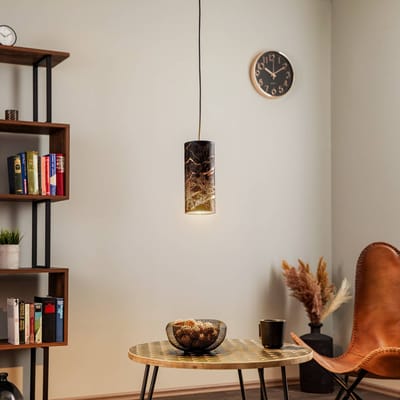 EMIBIG LIGHTING Hanglamp Joni, textiel, 1-lamp zwart gemarmerd