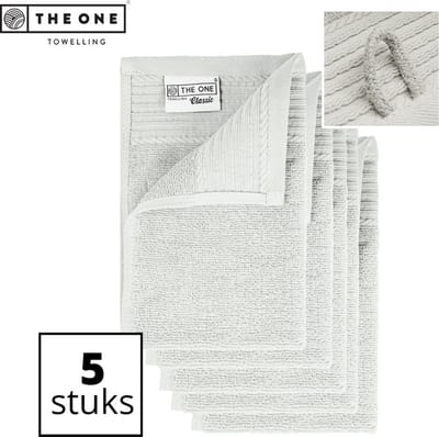 The One Towelling Classic Gastendoeken - 30 x 50 cm - 5 Stuks - Voordeelverpakking - Hoge vochtopname - 100% Zacht katoen - Zilvergrijs
