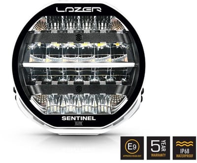 Verstraler - Lazer - Sentinel 9 - Elite - 8.9 - 22.5cm - Positielicht Wit/Amber - Driving