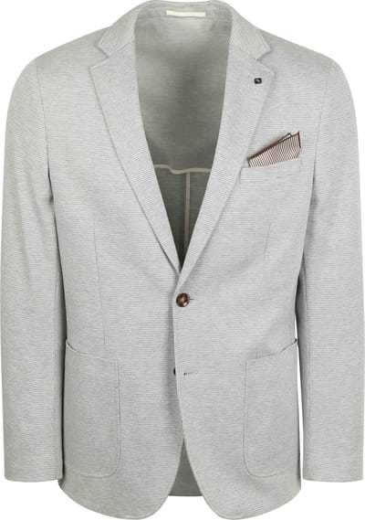 Suitable Colbert Face Print Mist Grijs - Maat 48 - Heren blazer