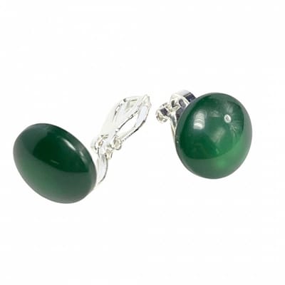 Klem oorbellen -groen- zilverkleur- geen gaatje- Charme Bijoux