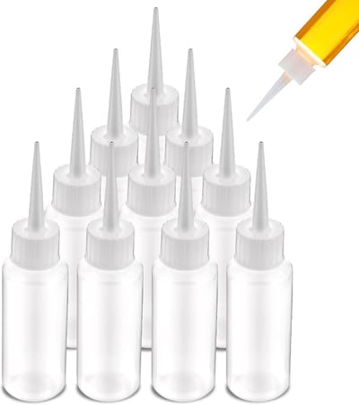 Knijpflessen van 50 ml, plastic knijpflessen, transparant, vloeibare flessen, lege knijpfles, kleine knijpfles met 10 knijpkoppen voor vloeistoffen, lijm, dressings, sauzen en oliën