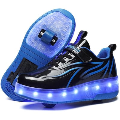Nieuwe USB Opladen LED Flash Wegloopschoenen Dubbelwiel Heren- en Dames Kinderwielschoenen 29 blue