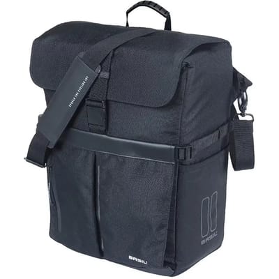 Basil Move - Fietsschoudertas - MIK Hooks - 15L - Incl. regenhoes - Gerecycled materiaal - Zwart