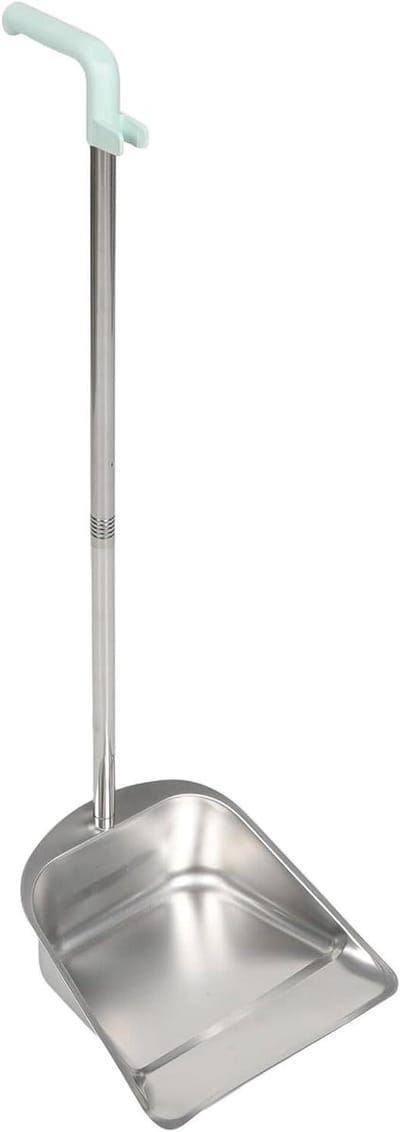 Staal Stofblik - Afvalschep - Efficiënt Vegen - Lang Handvat - 80 cm - Zilver