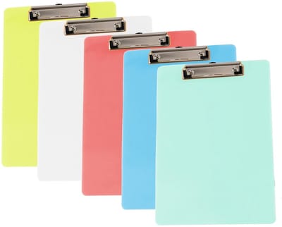 Cosensi- Klemborden Set van 5 - Kunststof A4 Klemborden - Lichtgewicht & Stevig - Metalen Clip - Ideaal voor Kantoor/School - 32,5 x 22,5 cm - Notitiebord