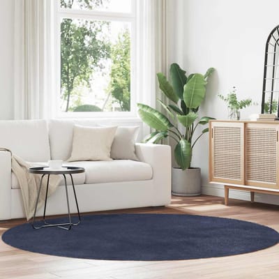 vidaXL - Hoogpolig - vloerkleed - NAVARRA - 200x200 - cm - polyester - marineblauw