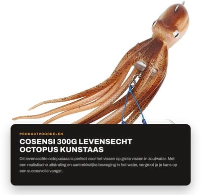 Octopus Kunstaas 300g Levensecht - TPE - Roestvrij Staal - Vissen Aas - Zeewater - Aantrekkelijke Rok - Vishaak