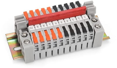 Set van 10 DIN-rail klemmen, elektrische aansluitblokken, grijs, 0.5-2.5 mm², ideaal voor snelle bedrading en nauwkeurige geleiding, perfect voor elektrische installaties