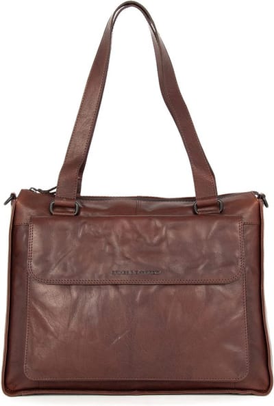 Leren Laptop Schoudertas - 15.6 inch - Ceciley - Donkerbruin