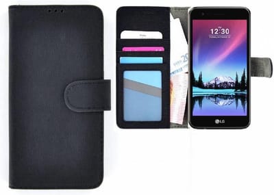 Wallet Bookcase Zwart Portemonnee Hoesje Geschikt voor LG K4 2017