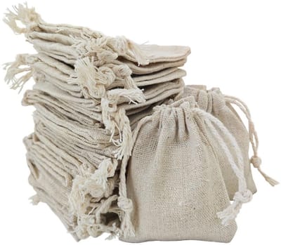 Dailygoods- Zakjes 50 stuks - Katoenen/Jute Zakjes - Trekkoord - Sieraden/Geschenk - 7 x 9 cm - Duurzaam Materiaal - Opbergzakjes