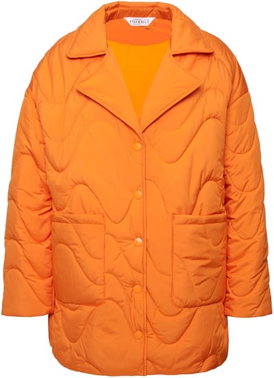 Studio Untold - Dames - Gewatteerde jas loose shap golvend stiksel reverskraag - Oranje - Maat 46+