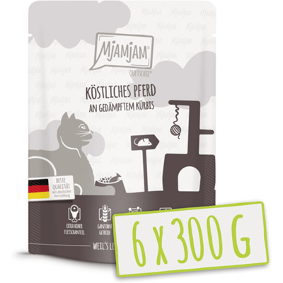 MjAMjAM - Quetschie - Smakelijk Paardenvlees met Gestoomde Pompoen 300 g x 6