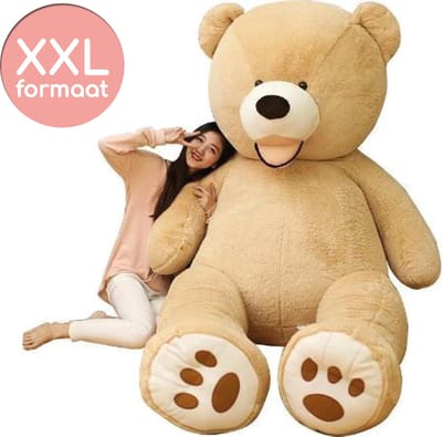 Reuze teddybeer - Zonder vulling - Grote originele knuffelbeer XXL - 160cm - 6kilo - Teddybeer - Extra zacht - Cadeau - Pluche - Wasbaar - Voor jong en oud - Lichtbruin -