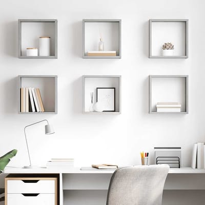 vidaXL - Wandschappen - kubus - 6 - st - 30x15x30 - cm - betongrijs