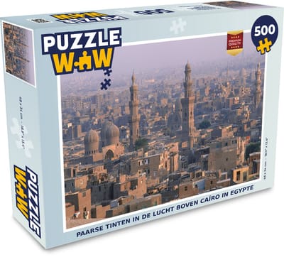 Puzzel Paarse tinten in de lucht boven Caïro in Egypte - Legpuzzel - Puzzel 500 stukjes