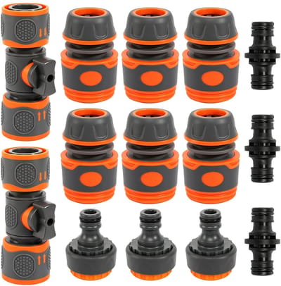 Dailygoods- Tuinkoppeling 1/2 inch - Slangaansluiting 14 Stuks - Slangverbindingsset - Slangkoppeling - Connector voor Slangverlenging - Wateraansluiting Tuin - Slangconnector