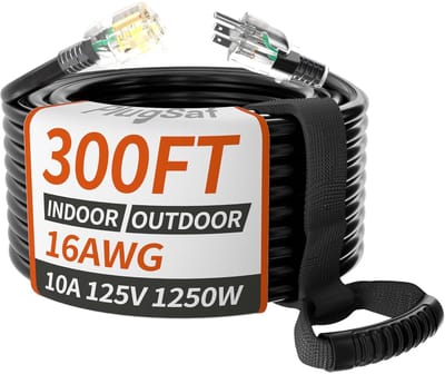 Extra lange verlengkabel buiten 300m zwart 16/3 IP65 waterdicht en flexibel