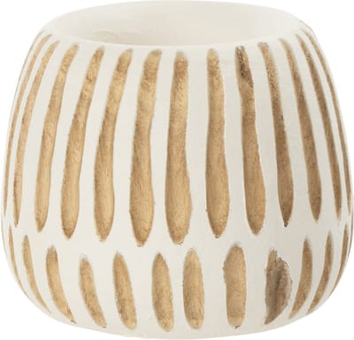 J-Line bloempot Ying - hout - wit - small - Ø 15 cm