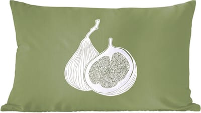 Sierkussens - Kussentjes Woonkamer - 60x40 cm - Vijgen - Minimalistisch - Getekend - Mosgroen