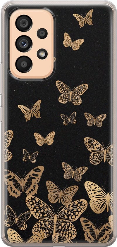 Leuke Telefoonhoesjes - Hoesje geschikt voor Samsung Galaxy A53 - Vlinders - Soft case - TPU - Print / Illustratie - Zwart