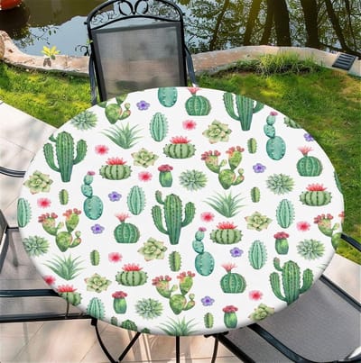 Ronde Tafelhoes - Beschermhoes Tafel - Tafel Beschermen - Waterproof Elastische Rand - 91 cm - Cactus