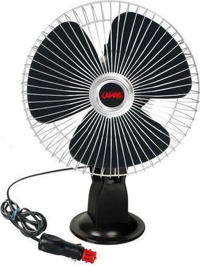 Grote auto Ventilator 12v met beschermrand en zuignap - doorsnede 20cm - 16w