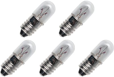 Signaallamp E10 8V 0.8W - 100 mAh - 5 stuks - T10 Gloeilamp Ø10mm - 28mm - 2500K - Dimbaar