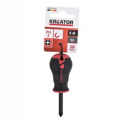 Korte Schroevendraaier PH2 x 38mm KREATOR - Ideaal voor Krappe Ruimtes