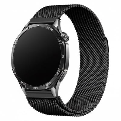 Milanees bandje - geschikt voor Garmin Vivoactive 4 / Venu 4 (45mm) / Venu 3 / 2 / Forerunner 255 / Forerunner 265 / 570 (47mm) en Polar Vantage M / M2 / V3 / Grit X (Pro) - Milanese - zwart