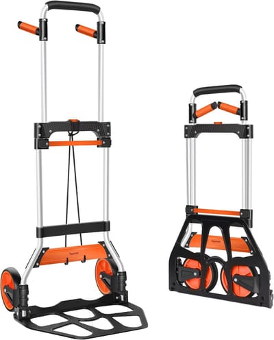 Opvouwbare aluminium handwagen met 140,2 kg capaciteit en draaibare handgreep