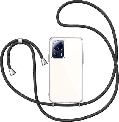Hoesje met Koord geschikt voor Xiaomi 13 Lite - Back Cover Siliconen Case Transparant Hoes Zwart