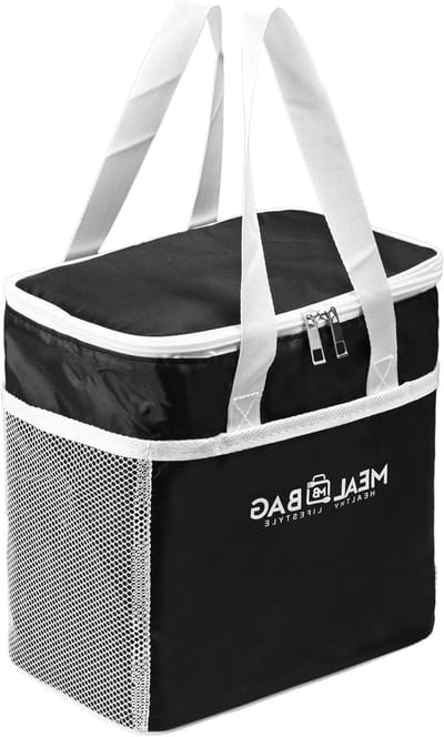 Herbruikbare Koeltas 8.5 L - Waterdichte Lunchtas voor Reizen, Kantoor en Studenten - Ideaal voor Kamperen en Picknicken, Afmetingen 24 x 23 x 16 cm, Zwart