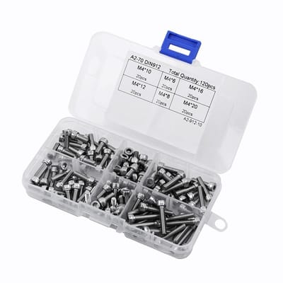JHUBERS- Inbusbouten 120 stuks - RVS M4 - Schroeven Assortiment - Opbergdoos - 6mm/8mm/10mm/12mm/16mm/20mm - Duurzaam materiaal