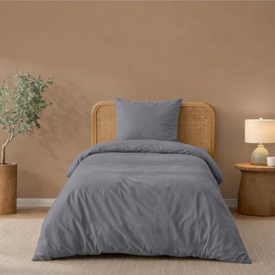 Dekbedovertrek set - Beddengoed microvezel - Comfortabele nachtrust - Oeko-Tex gecertificeerd - 140x200 cm - Antraciet