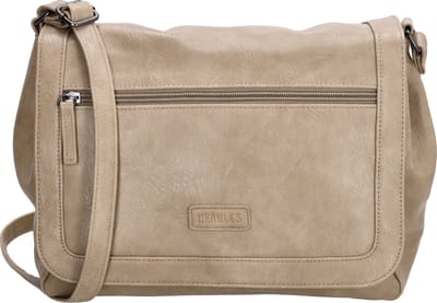 Beagles Murcia Crossbody Schoudertas - Vegan Leer - Handige Ritsvakken - Leuke Overslag - Taupe