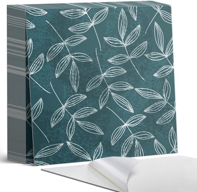 Coloray Plaktegels - Bladeren op een gestructureerde achtergrond Zelfklevende Tegels - 20 cm x 20 cm - Turkoois Plaktegels - 20 stuks - Vierkant PVC Tegels - Plaktegels Badkamer - Plaktegels Vloer - Vinyl Tegels Zelfklevend - Wandtegel Zelfklevend