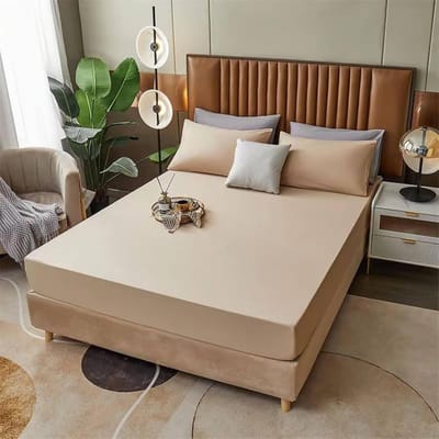 Hoeslaken - Beschermhoes Matras - Bed Beschermen - Gewatteerd Ademend - 80x200 cm - Licht Kaki