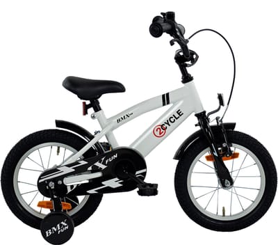 2Cycle BMX-Fun kinderfiets 14 inch (3 tot 5 jaar) voor jongens wit