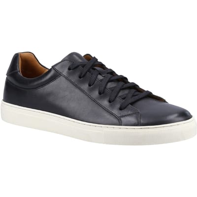 Hush Puppies Colton Leer Heren Zwart Trainers
