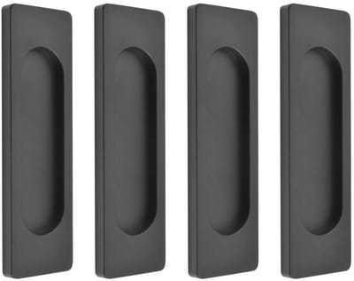 Zelfklevende Rechthoekige Schuifdeurgrepen, 4 stuks Aluminiumlegering Vlak Trekgreep Zonder Gat voor Schuifdeur voor Schuur, Ramen, Kasten (Mat Zwart, 100mm)